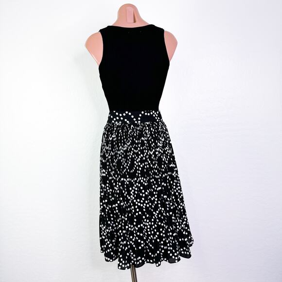 Karl Lagerfeld Polka Dot Pleated Circle A-Line Knee Length Skirt Black Sz 4 NWT - Picture 8 of 11
